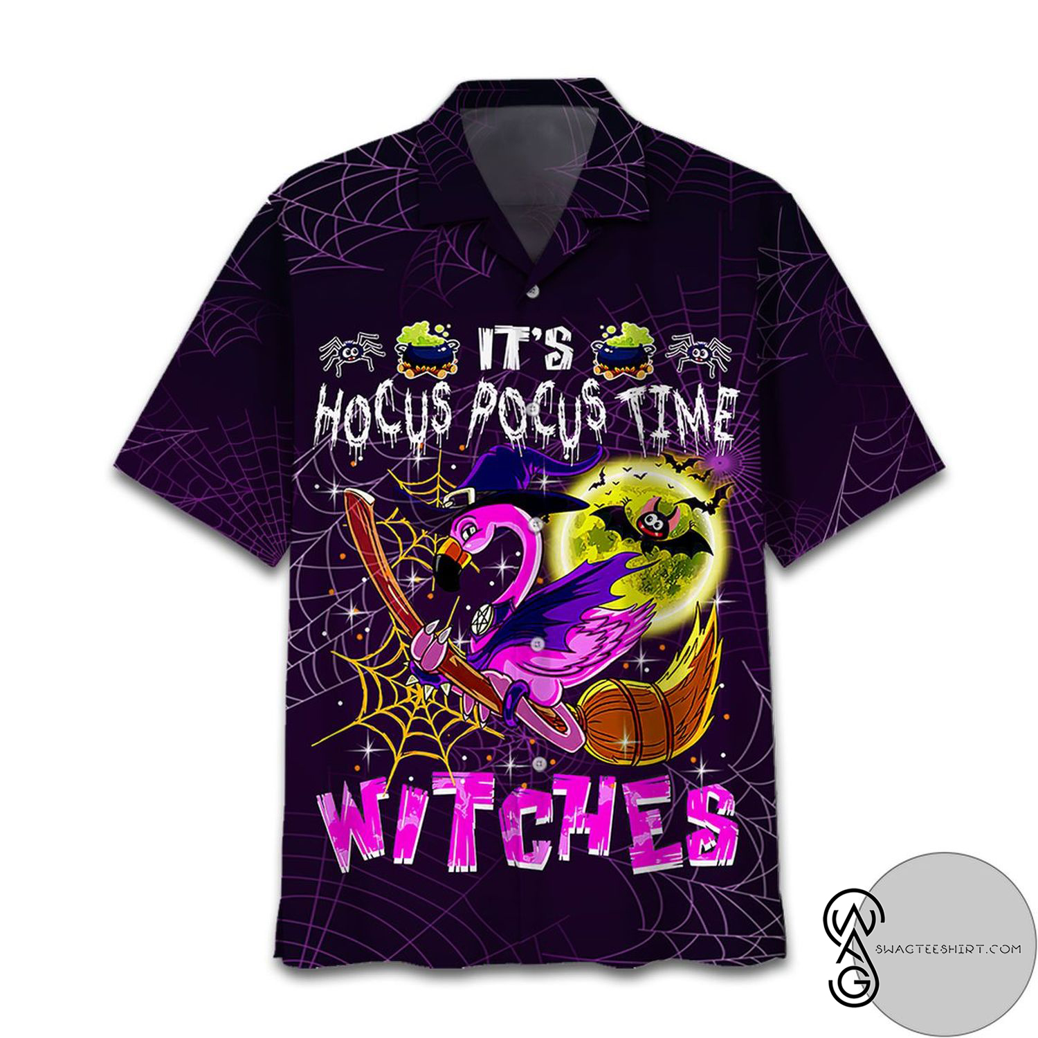 [Top Trending] Flamingo Halloween Hocus Pocus Witches Casual Summer Beach Full Printing Hawaiian Shirt